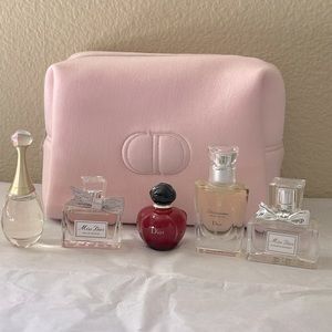 Dior Discovery Mini Perfume set of 5 and Dior Makeup Pouch NEW